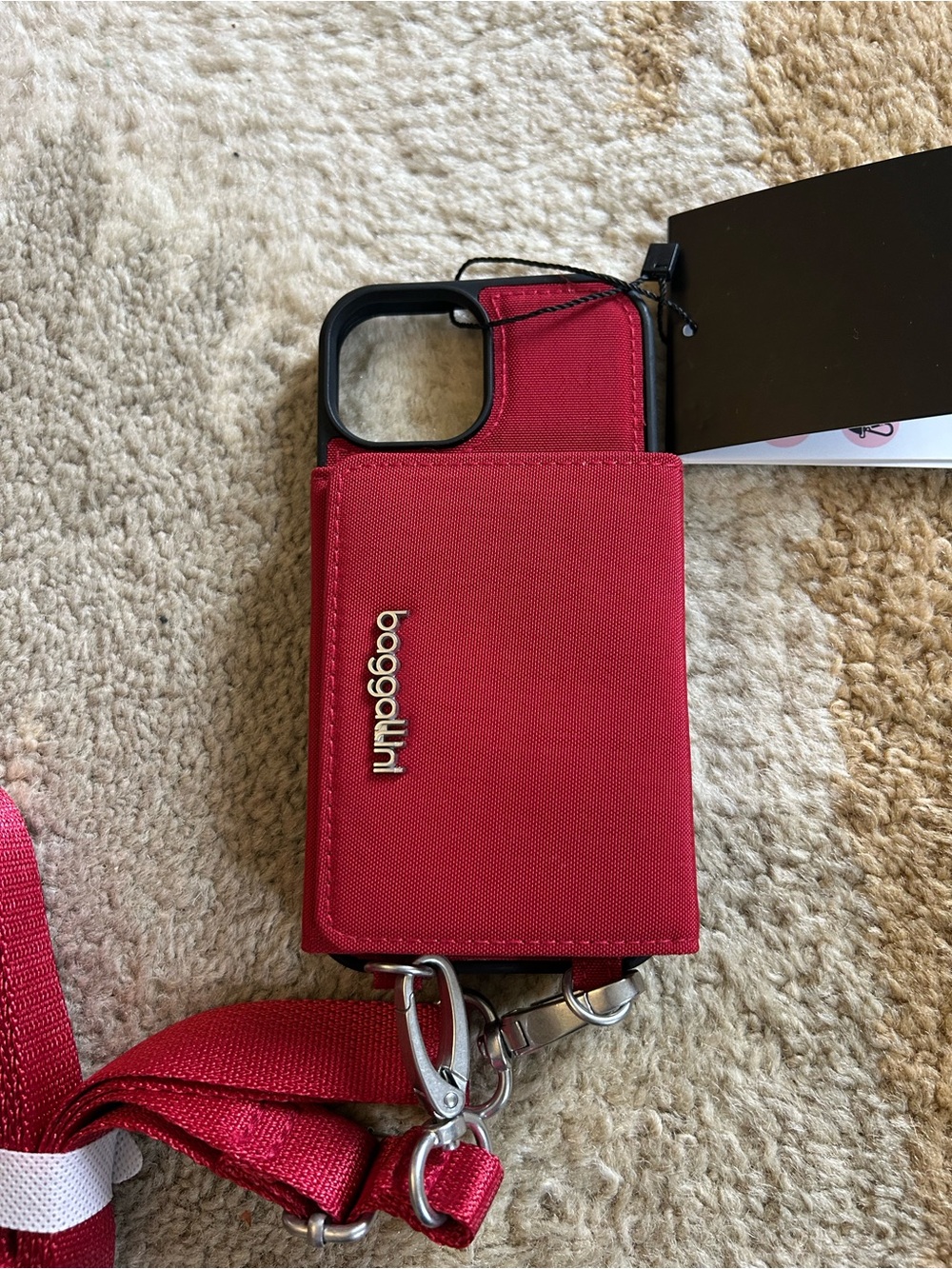 Baggallini On The Go iPhone Card Case Crossbody Red RFID Fits iPhone 13/14